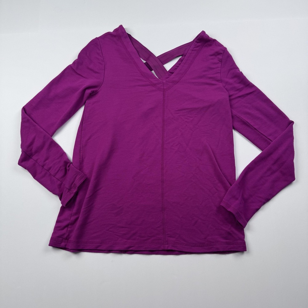 Lilly Pulitzer Shirt Womens Medium Purple Long Sleeve V Neck Criss Cross Back